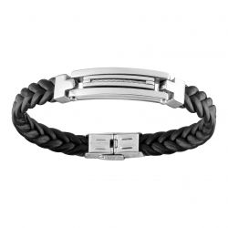 Bracelet acier tresse cuir...