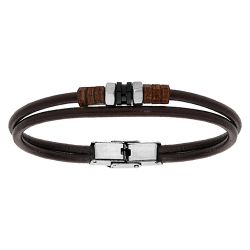 Bracelet Cuir - Bois & Acier