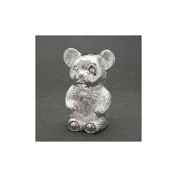 Tirelire ours en métal argenté