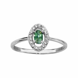 Bague argent forme ovale verte